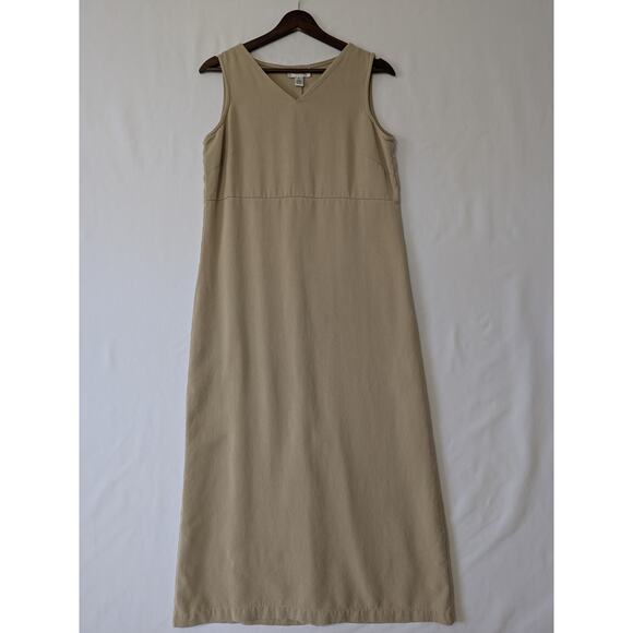 Talbots Maxi Dress W/ Matching Jacket Womens Size 8 Lyocell Beige Minimalist VTG - Picture 2 of 11